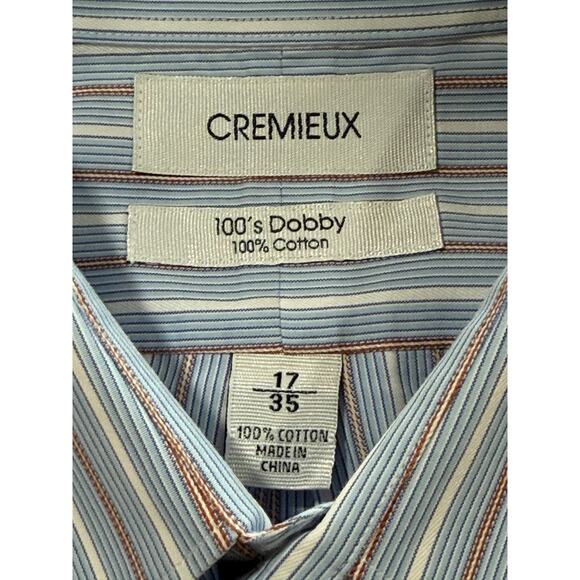 Daniel Cremieux Men's Dress Shirt 100's Dobby Blue Stripe Size 17 | 35 (010) - Picture 2 of 10